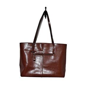 Kattee Purse Leather Tote Bag Brown Cognac Satchel Large Classic Academia